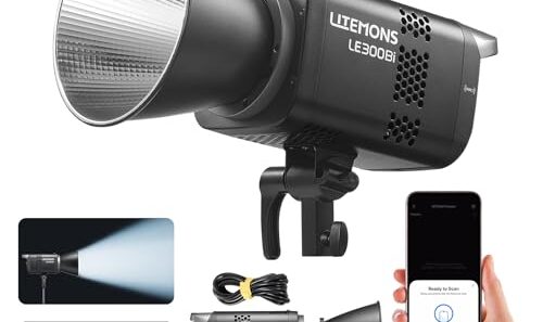 Godox Litemons LE300Bi 320W Bi-Color COB LED Video Light, 58,900Lux@1m, CRI/TLCI 98+, Bowens Mount, App/DMX Control, Quiet Fan, 11 FX Effects for Filmmaking, Live Streaming & Studio
