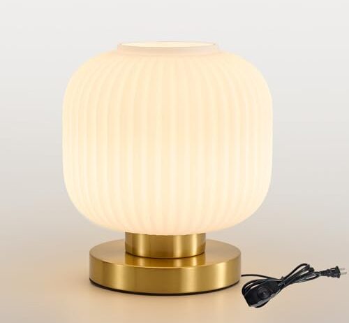 Brass and milk glass, mid-century shape