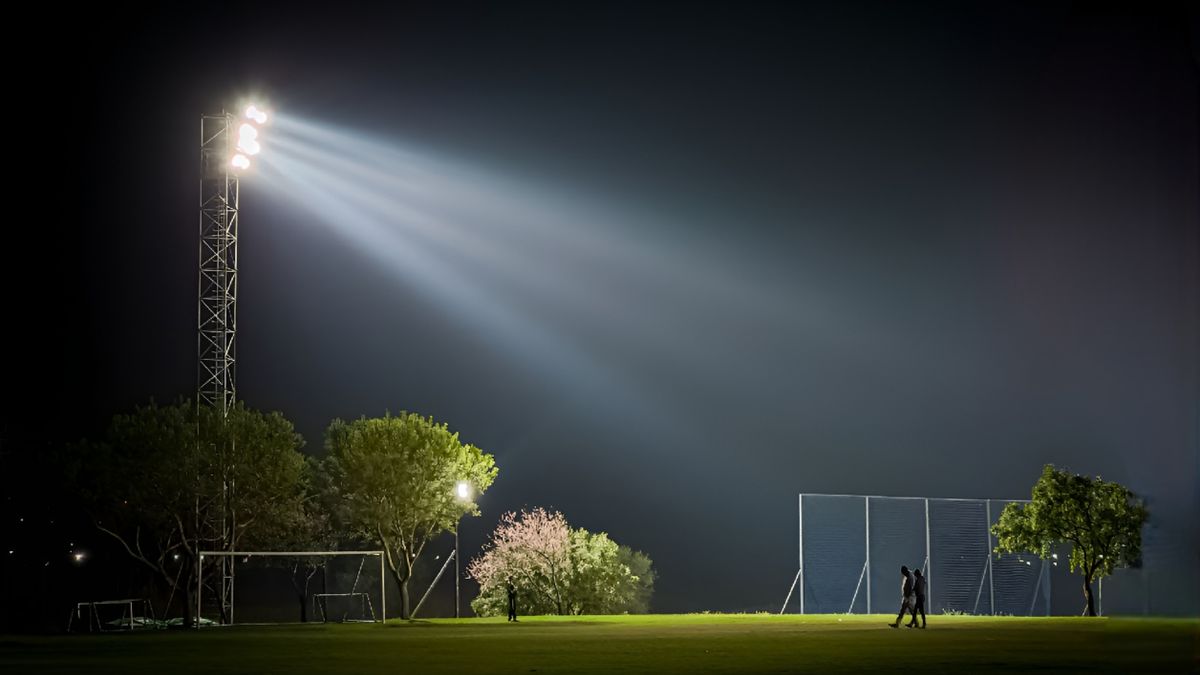 Landscape Spotlights Lose Brightness with Distance Faster Than You'd Expect